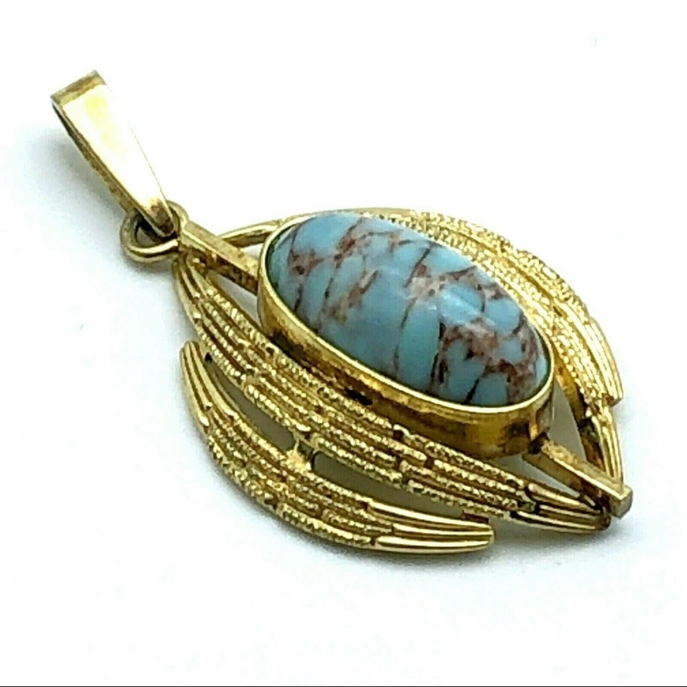 Andreas Daub Amerikaner A*D Pendant Gold Plated Faux Turquoise Ceramic